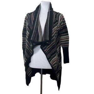 Wilster Wool Cashmere Knit Sweater Open Front Cardigan Waterfall High Low Stripe
